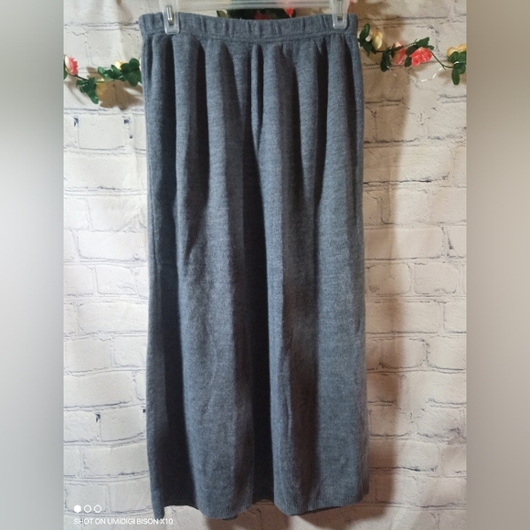 Vintage Long Woven Knit Skirt Grey Karen Lessly - Picture 6 of 7